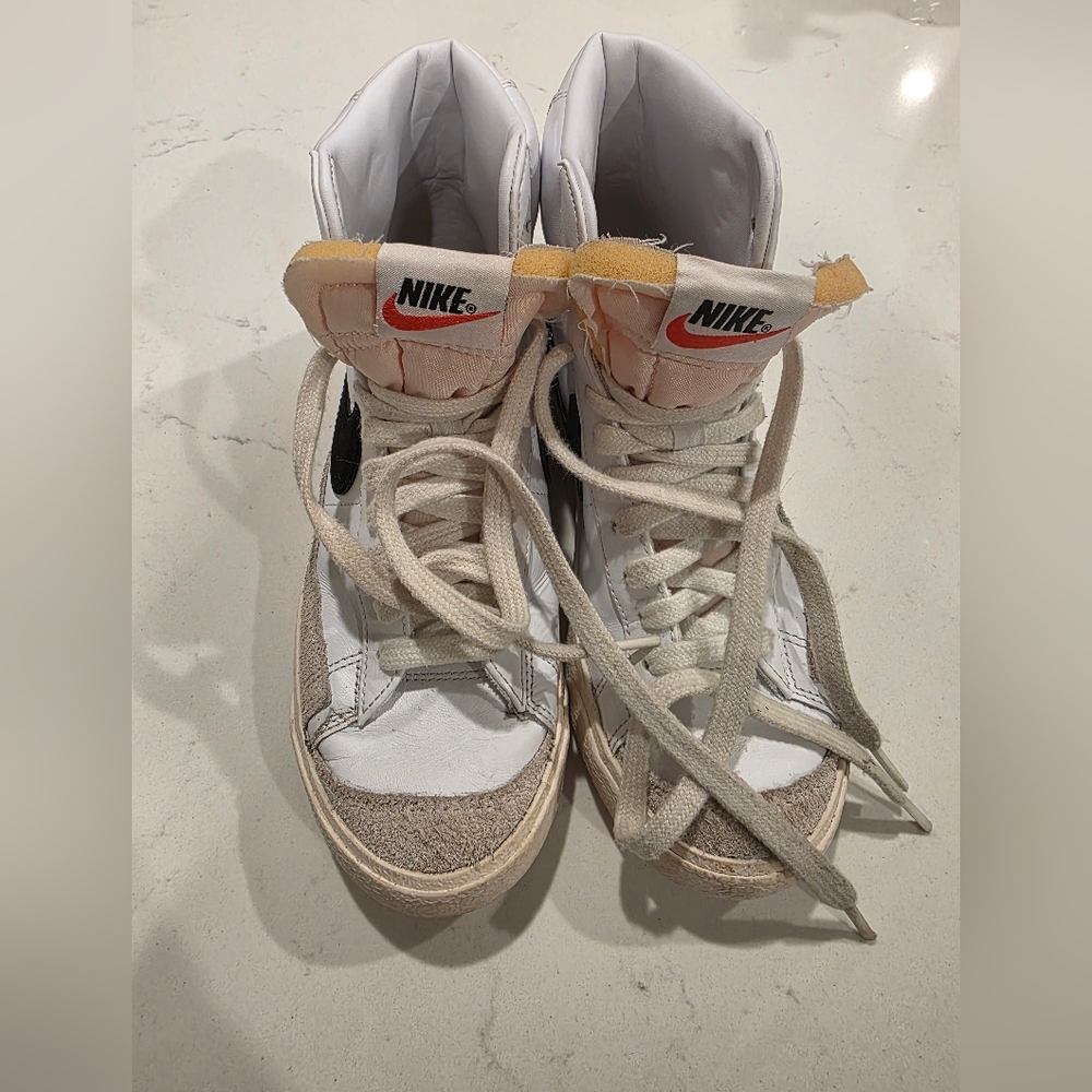 Nike High-Top Sneakers in White and Beige